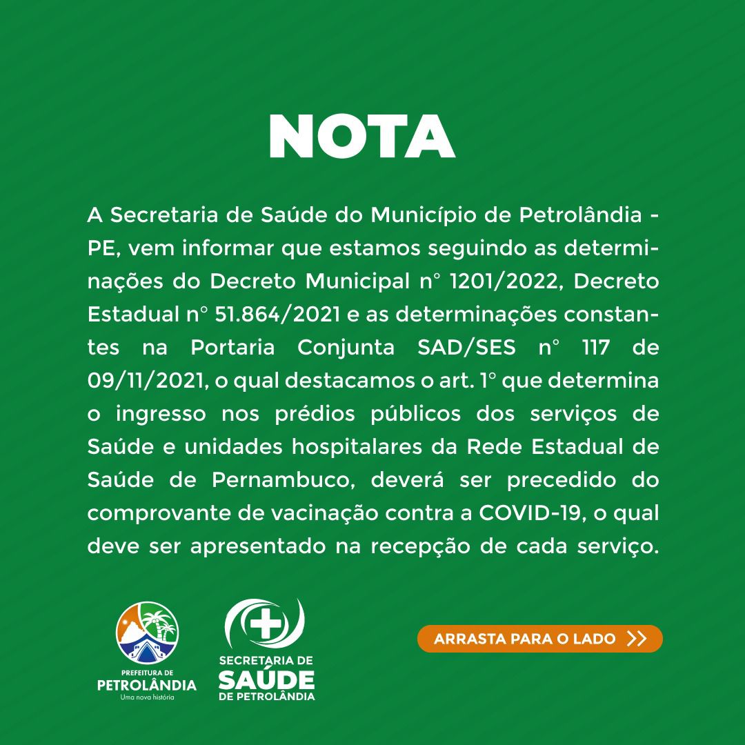 NOTA PÚBLICA: ACESSO A PRÉDIOS PÚBLICOS DEVERÁ SER PRECEDIDO DE COMPROVANTE DE VACINAÇÃO